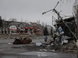 Ruins of a street in Kostiantynivka, Donetsk Oblast, 9 April 2026