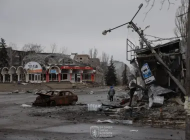 Ruins of a street in Kostiantynivka, Donetsk Oblast, 9 April 2026