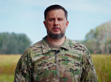 Ukraine's Third Army Corps commander Brigadier General Andrii Biletskyi announcing new developments in 