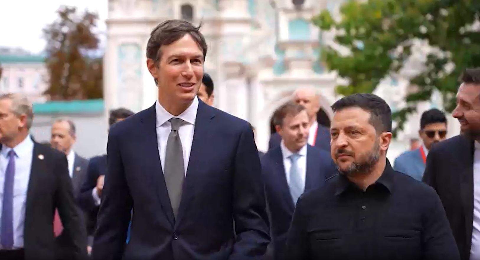 ukraine put its own peace proposals table two envoys reached kyiv first time · post jared kushner envoy president donald trump ukrainian volodymyr zelenskyy outside st sophia's cathedral 6 2026