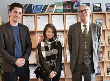 Katja Yafimava (center), Law Professor Kaj Hobér (right) at a seminar about Russia's energy policy and the prospects of Nord Stream 2 at Upsala University in Sweden. May 2019. Photo: ui.se