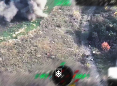 Ukrainian Khartiia Corps reconnaissance footage shows a group of civilians near Kupiansk who were allegedly shelled by Russian forces on 13 October 2026, according to the unit. Screenshot from video: Khartiia Corps