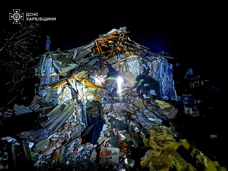 A house destroyed by a Russian drone strike in Korotych, Kharkiv Oblast, 21 October 2026.