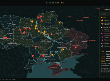 Screenshot from the Monitor map used to track aerial targets.